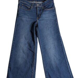 Levi's Women's High waist Stretch Wide-Leg (13.5") Jeans 30x32 Dark Wash Denim